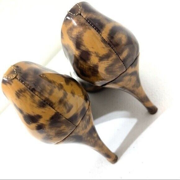 J. Crew peeptoe patent leopard print heels shoes euc 6.5 PINUP retro classic - Picture 6 of 12